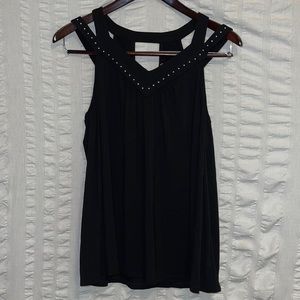 Miss Me Black Cutout Studded Tank